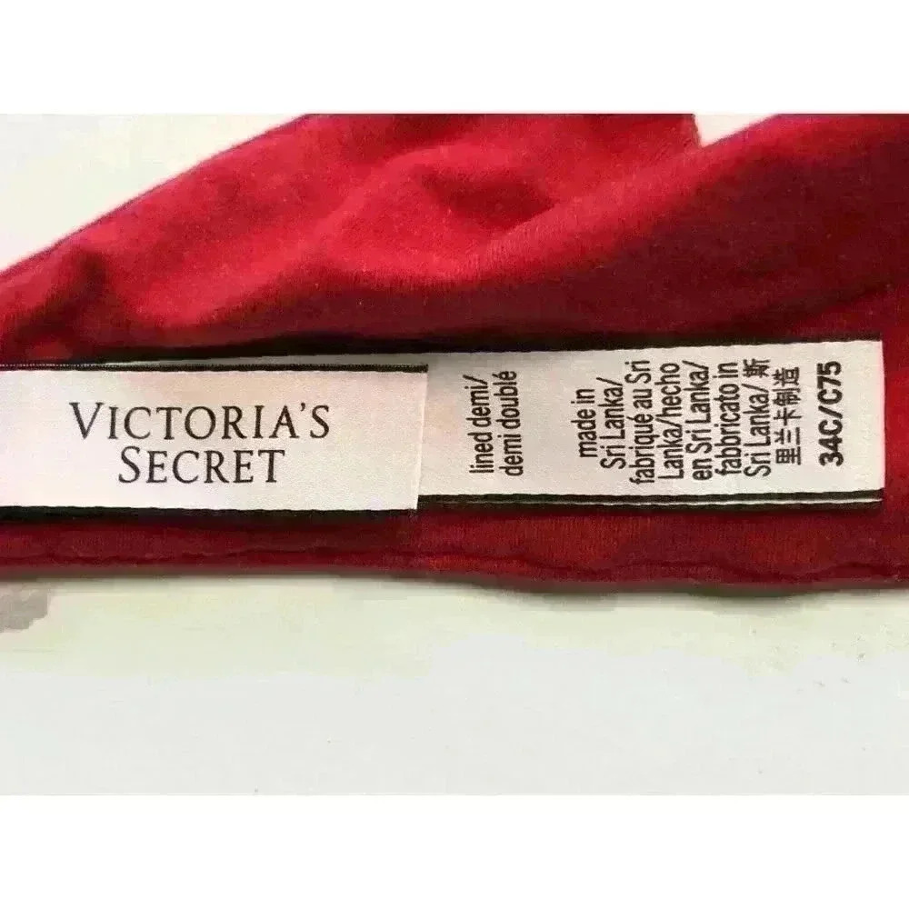 Victoria's Secret Body by Victoria Lined Demi bra 34C underwire red lace - Picture 9 of 12